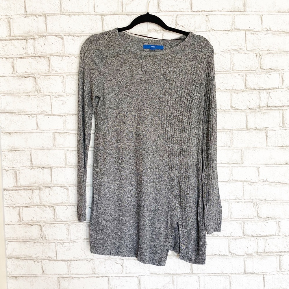Apt. 9 Lightweight Grey Long Sleeve Sweater Medium